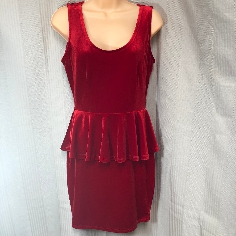 Foreign Exchange Red Velvet-Like Dress Medium NWT